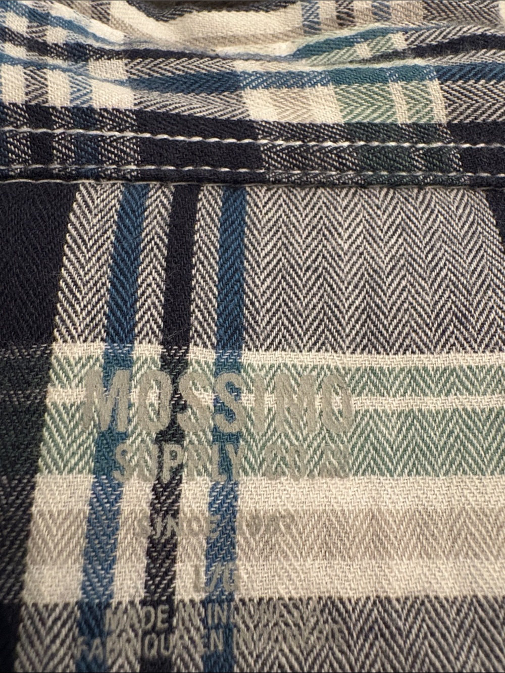 Mossimo Supply Co. Navy, White & Green Plaid Button-Down Shirt - Picture 2 of 3